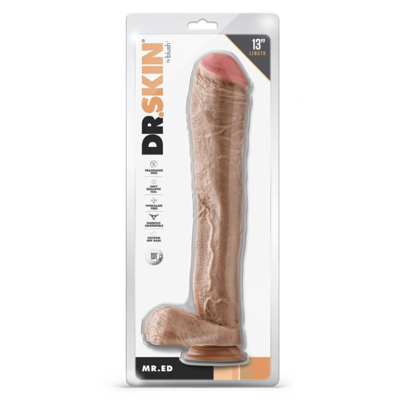 Фалоімітатор реалістичний Blush Dr. Skin гігант, бежевий, 33 х 6.3 см - Зображення 1