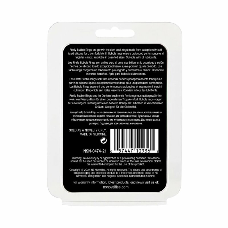 Ерекційне кільце NS Novelties Bubble Medium світиться в темряві, біле, 5 х 5 см - Изображение 3