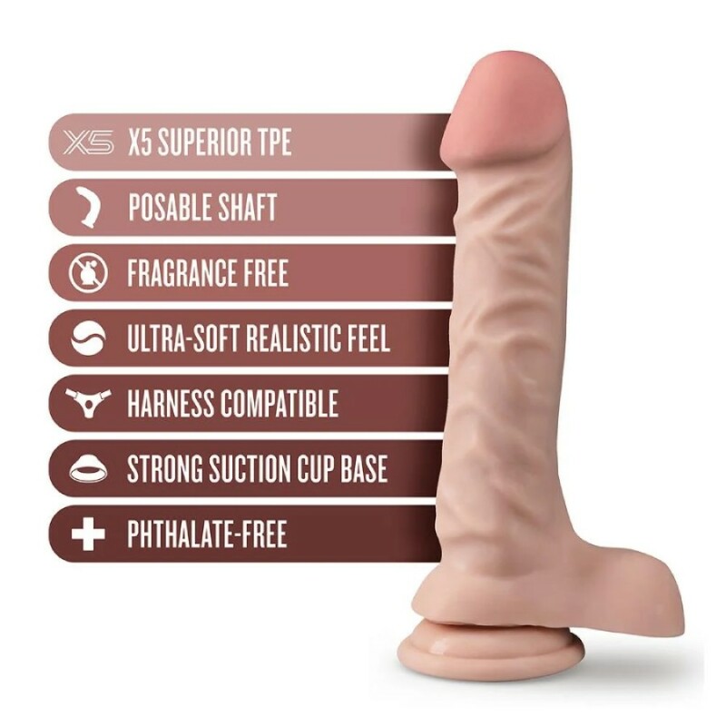 Фалоімітатор реалістичний Blush Posable на присосці, бежевий, 22.8 х 4.4 см - Зображення 5