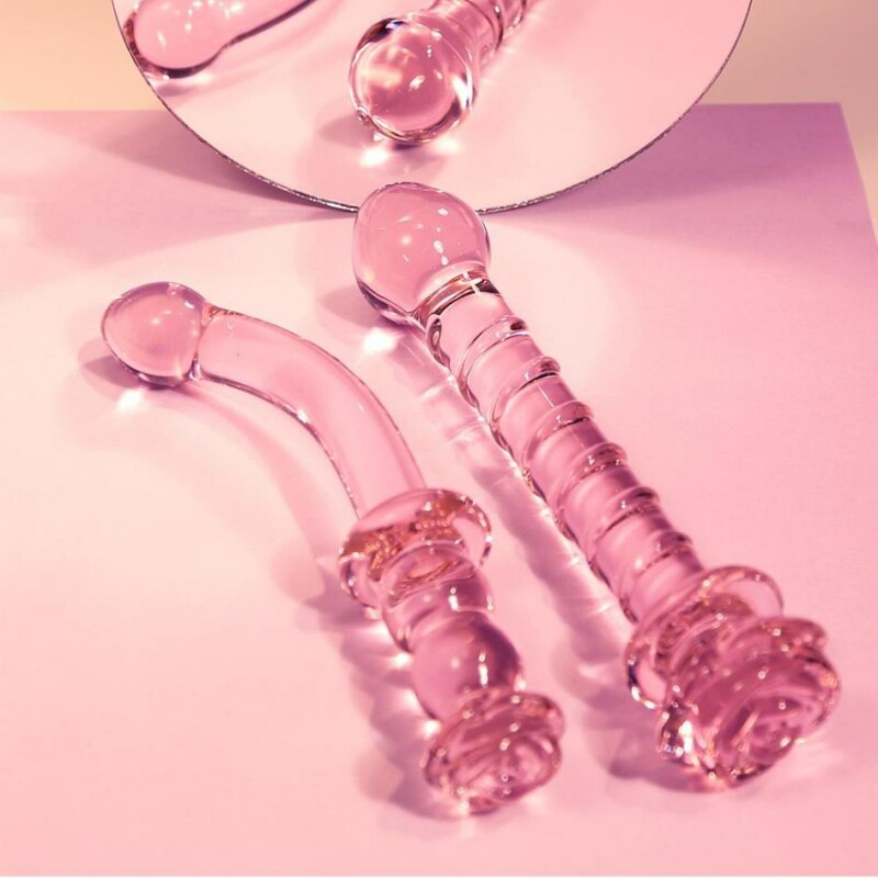 Фалоімітатор зі скла для точки G Dreamtoys Glaze Glass Rosebud рожевий, 22.8 х 4 см - Изображение 1