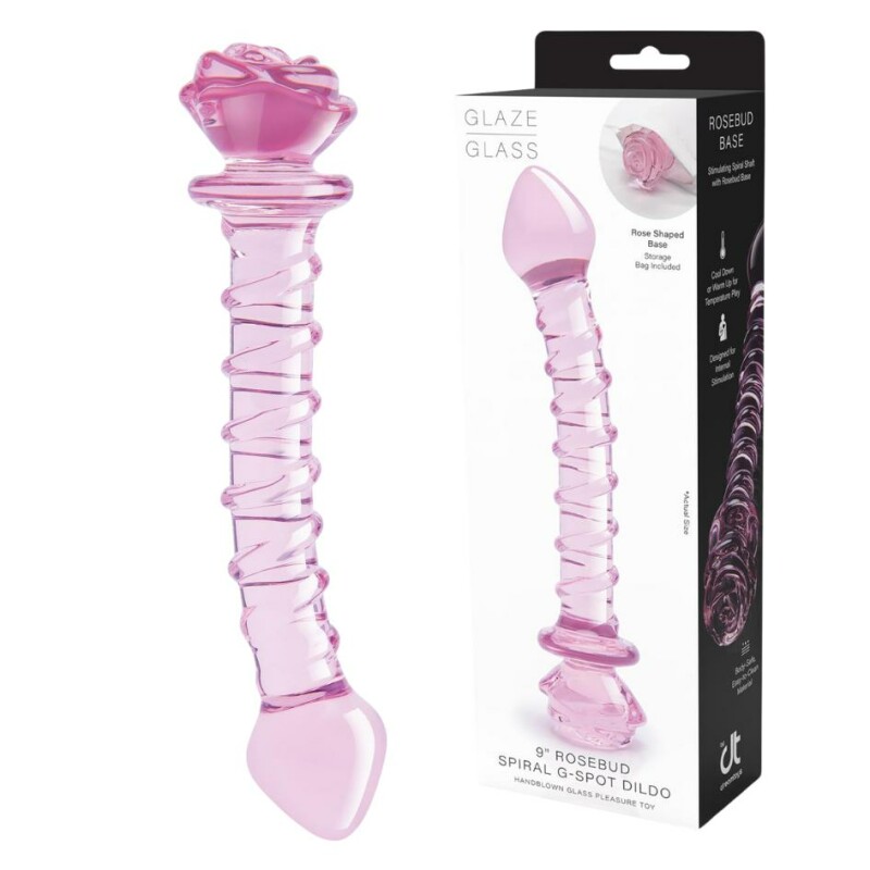 Фалоімітатор зі скла для точки G Dreamtoys Glaze Glass Rosebud рожевий, 22.8 х 4 см - Изображение 3