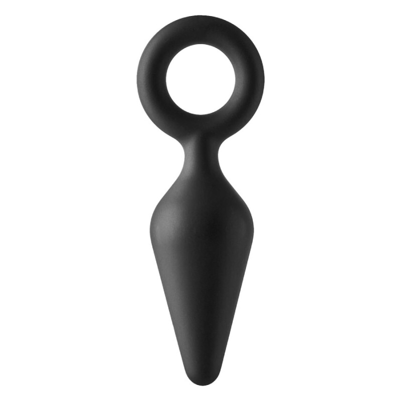 Анальна пробка Dreamtoys Medium з кільцем, чорна, 12.2 х 3.4 см