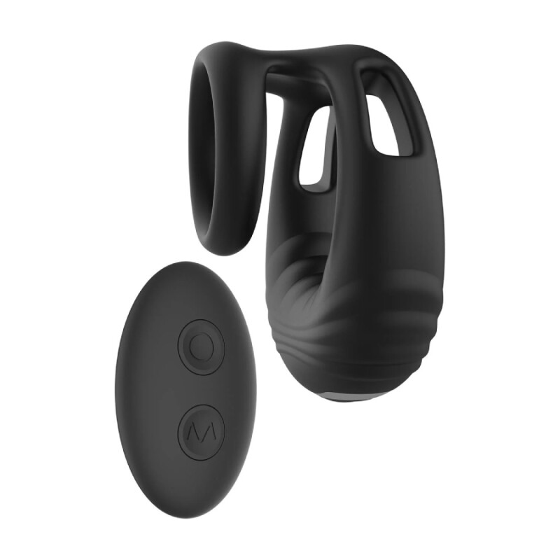 Ерекційне віброкільце Dreamtoys Ramrod з пультом, чорне, 7.2 х 7 см