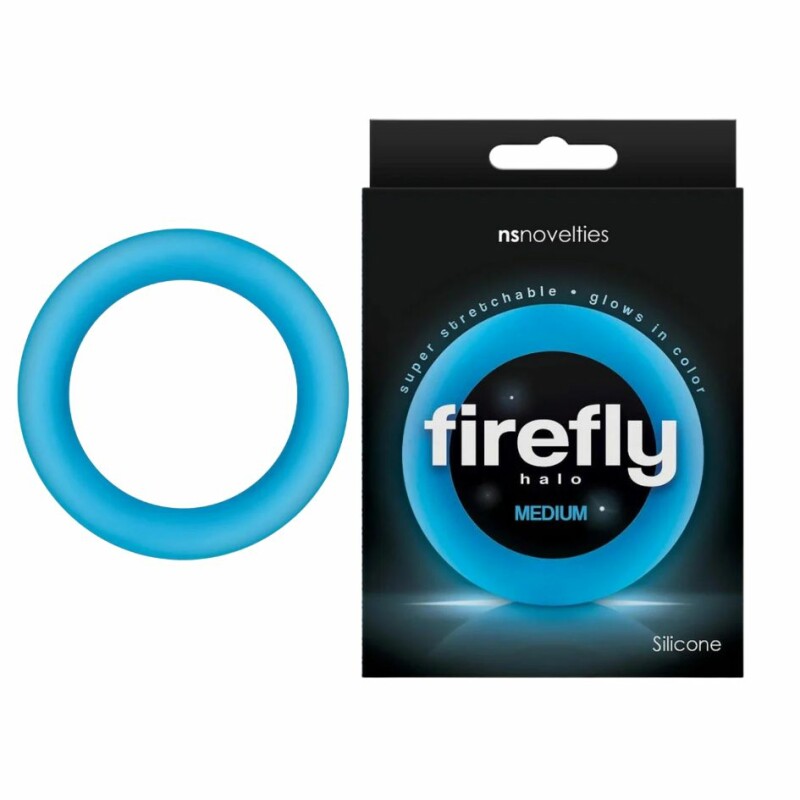 Ерекційне кільце NS Novelties Firefly Halo Medium світиться в темряві, блакитне, 5.3 х 5.3 см