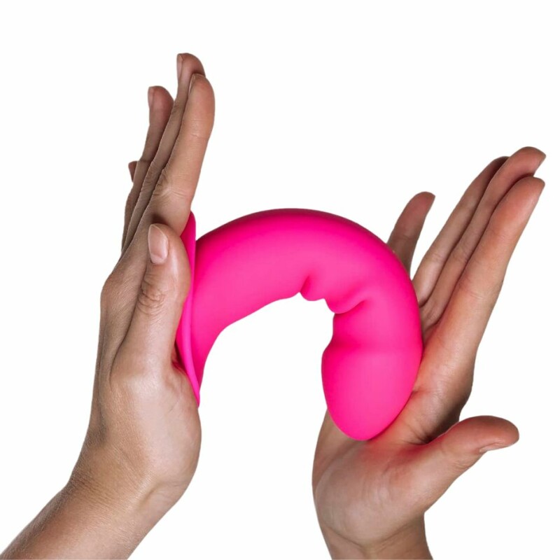 Фалоiмiтатор термореактивний Hitsens 2 Adrien Lastic подвійної щільності, на присосці, рожевий, 16.8 х 3.7 см - Зображення 2