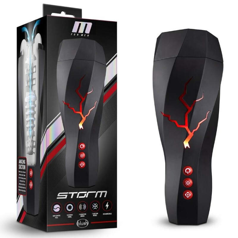 Мастурбатор Blush Storm з вібрацією, чорний, 28.5 х 10.8 см - Зображення 1