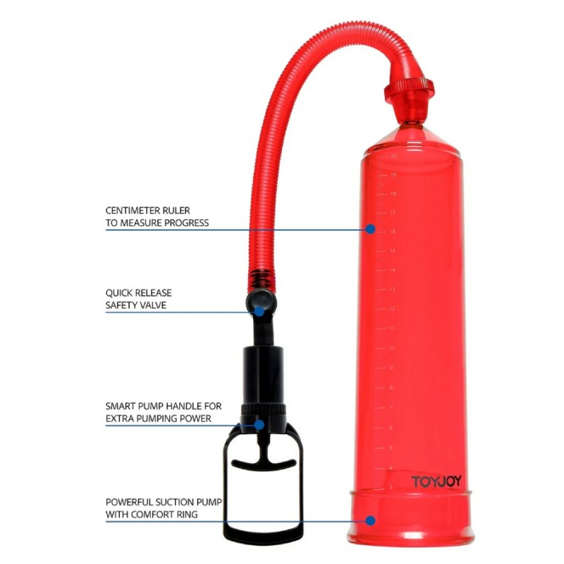 Вакуумна помпа для члена Toy Joy Power Pump механічна, червона, 23 х 5.5 см - Изображение 2