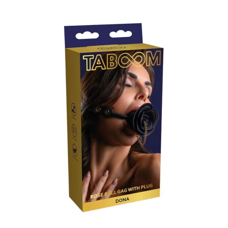 Кляп Taboom Dona Rose Ball у вигляді троянди, чорний, 4.2 см