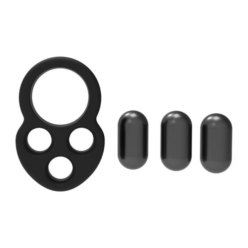 Ерекційне кільце Dream Toys Ramrod з трьома обтяжувачами, чорне, 7.5 х 3.3 см - Зображення 2