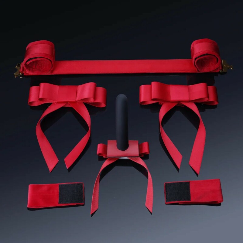Розпірка для ніг з манжетами UPKO Bowknot з фіксаторами у вигляді бантиків, червона - Изображение 2