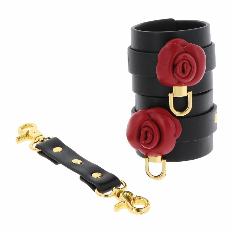 Наручники з трояндами TABOOM Wild Roses Wrist Cuffs Set чорні