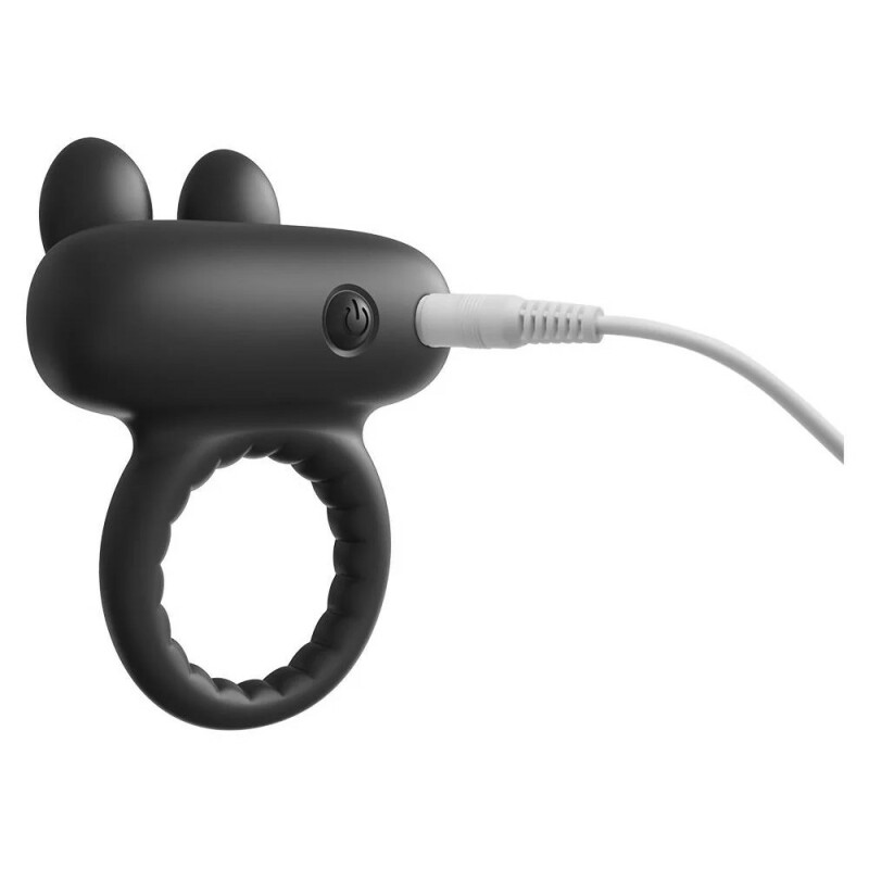 Ерекційне віброкільце Dreamtoys Rabbit з вушками для клітора, чорне, 9 х 5.5 см - Зображення 7