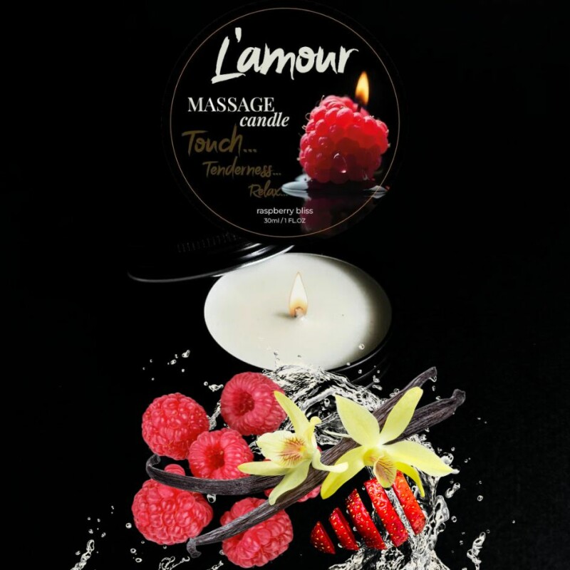 Масажна свічка, 30 мл, L'amour Raspberry Bliss ваніль + малина + квіти - Изображение 1