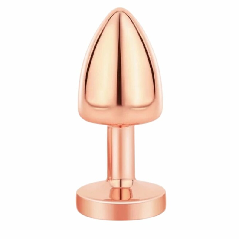 Анальна пробка NO TABOO MINI Rose, 38 г, металева, рожеве золото з прозорим каменем, 6 х 2.5 см - Изображение 4