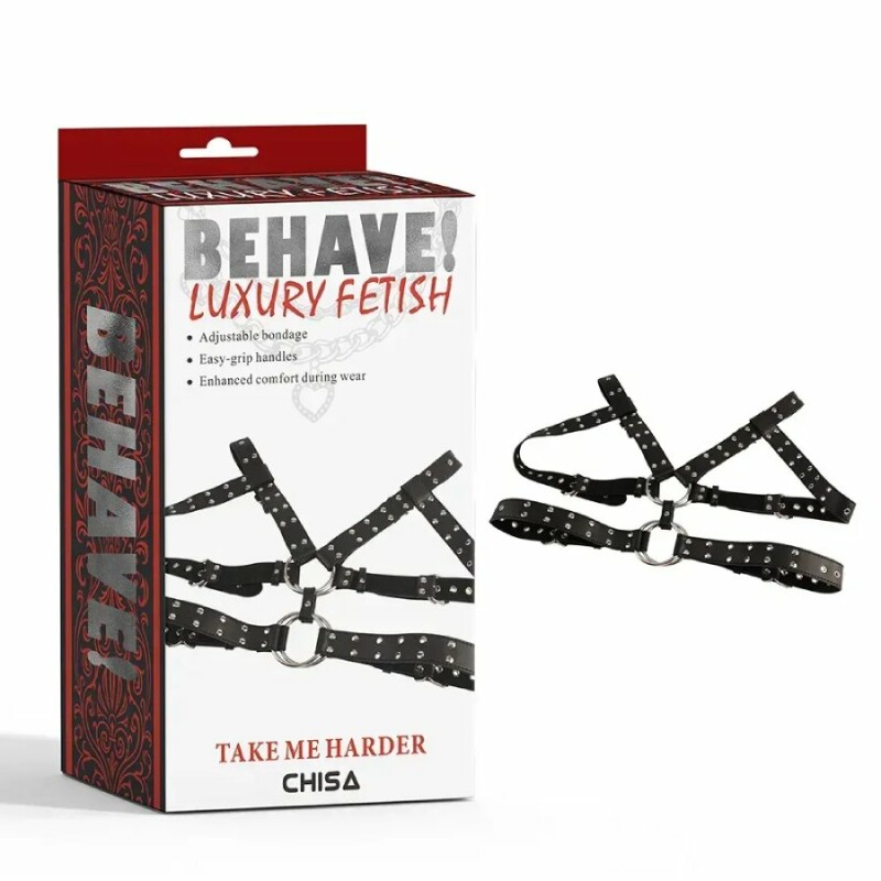 Портупея-бондаж Chisa BEHAVE! Luxury Fetish зі штучної шкіри, чорна, One Size