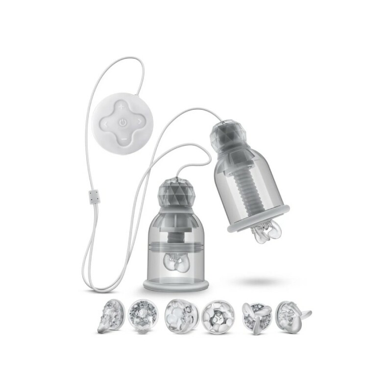 Вакуумні помпи для сосків Blush Temptasia Titilator з масажерами, прозорі, 11 х 6.6 см