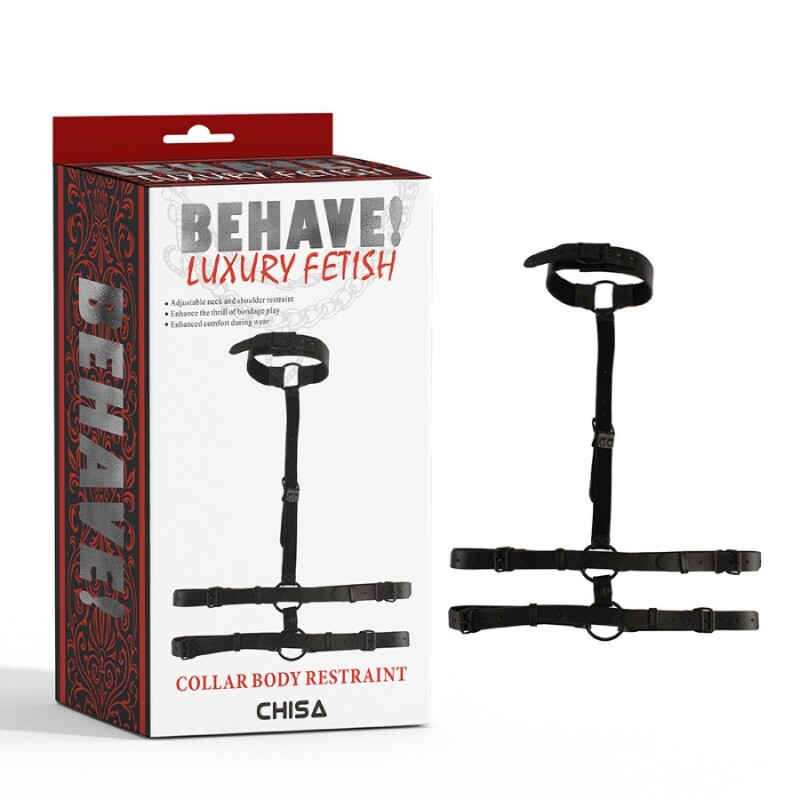 Бондаж зі штучної шкіри Chisa BEHAVE! Luxuny fetish з нашийником, чорний