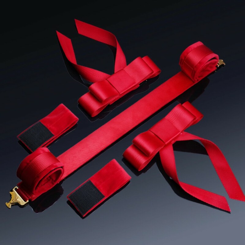 Розпірка для ніг з манжетами UPKO Bowknot з фіксаторами у вигляді бантиків, червона