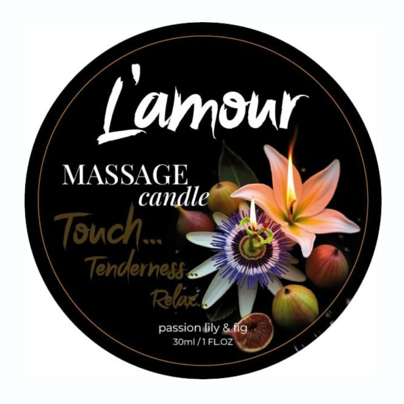 Масажна свічка, 30 мл, L'amour Passion Lily &amp; Fig білий мускус + півонія + жасмин