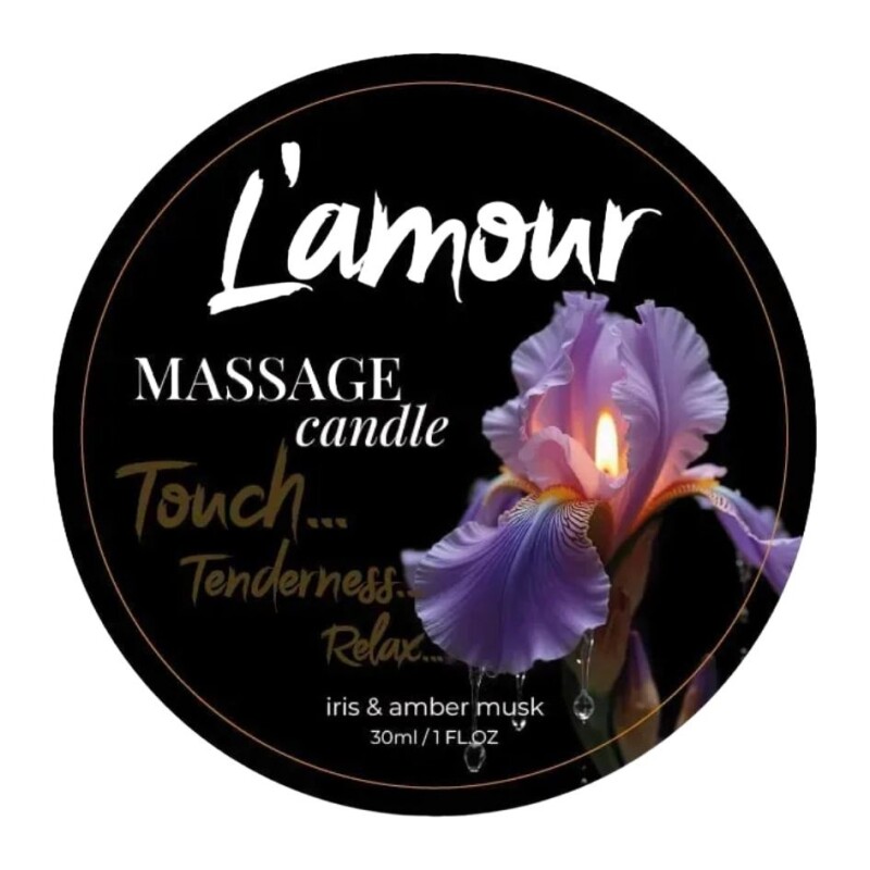 Масажна свічка, 30 мл, L'amour Iris and Amber Musk мох + ірис + троянда