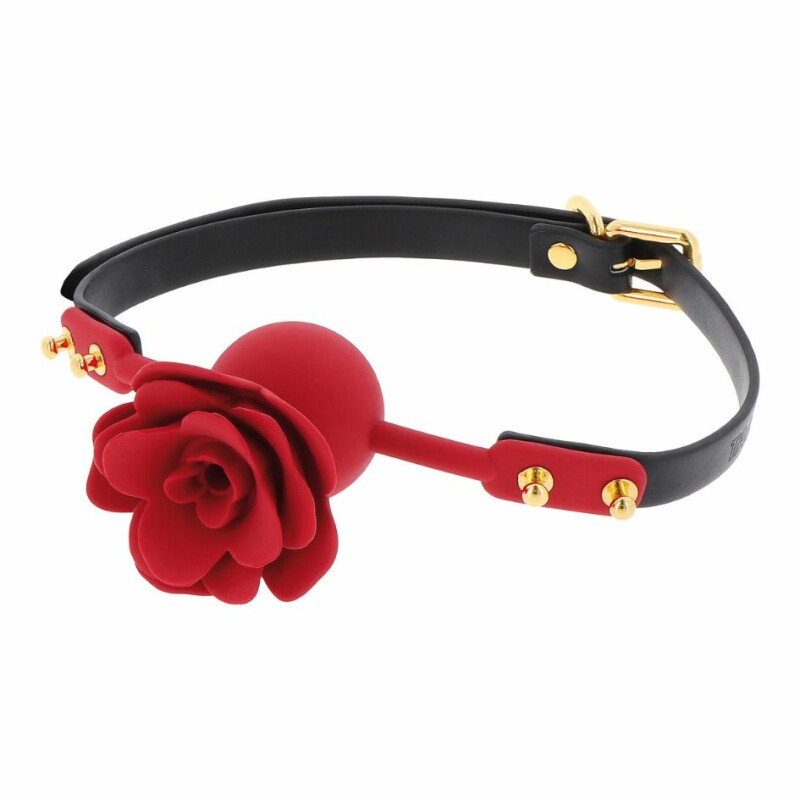 Кляп троянда Taboom Wild Roses Ball Gag червона з чорним ремінцем - Зображення 2