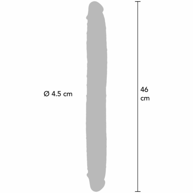 Фалоімітатор подвійний (двосторонній) ToyJoy Get Real Silicone Foreskin D-Dong  з рідкого силікону, коричневий, 46 см х 4.5 см - Зображення 6