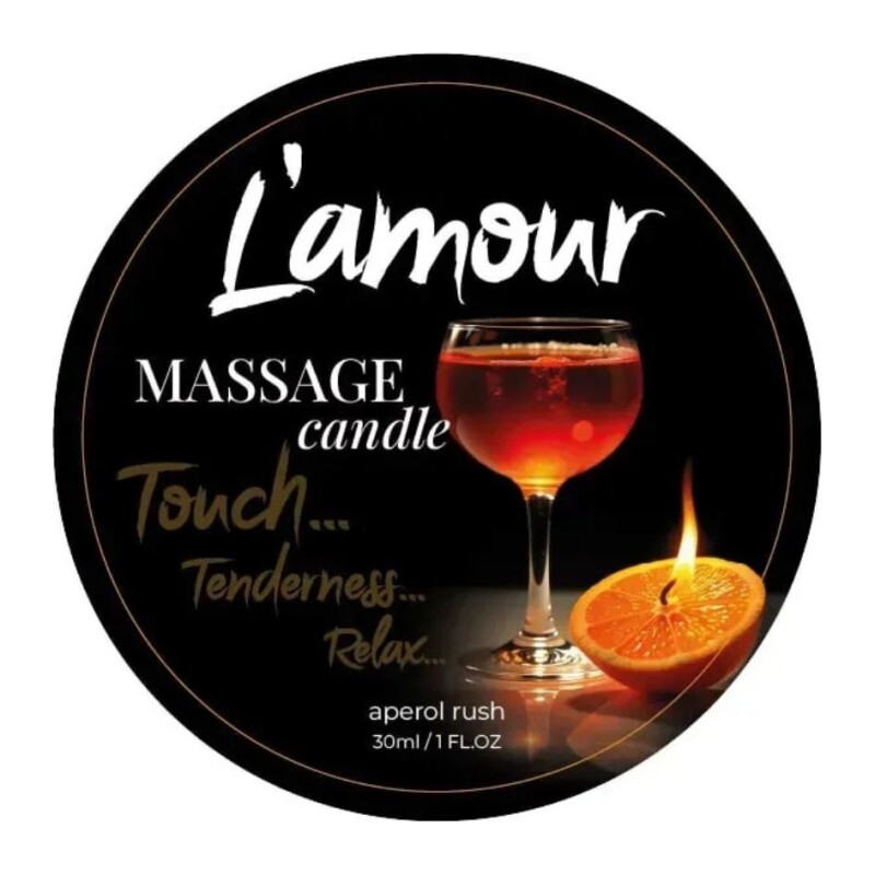 Масажна свічка, 30 мл, L'amour Aperol Rush цитруси + ревінь + троянда