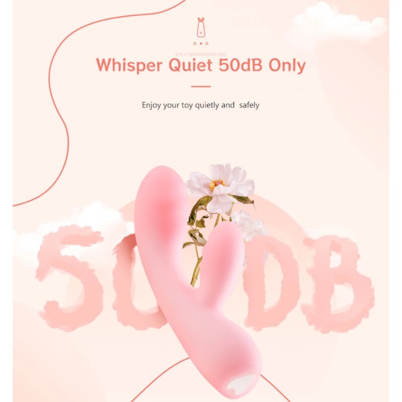 Вібратор-кролик м'якість зефіру BeYourLover Cloud JOY подвійний шар рідкого силікону, рожевий, 15.3 х 3.6 см - Зображення 5