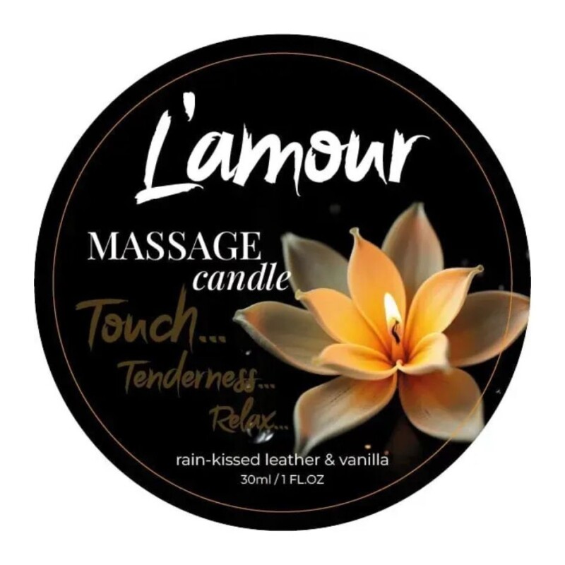 Масажна свічка, 30 мл, L'amour Rain-Kissed Leather and Vanilla шкіра + ваніль + амбра