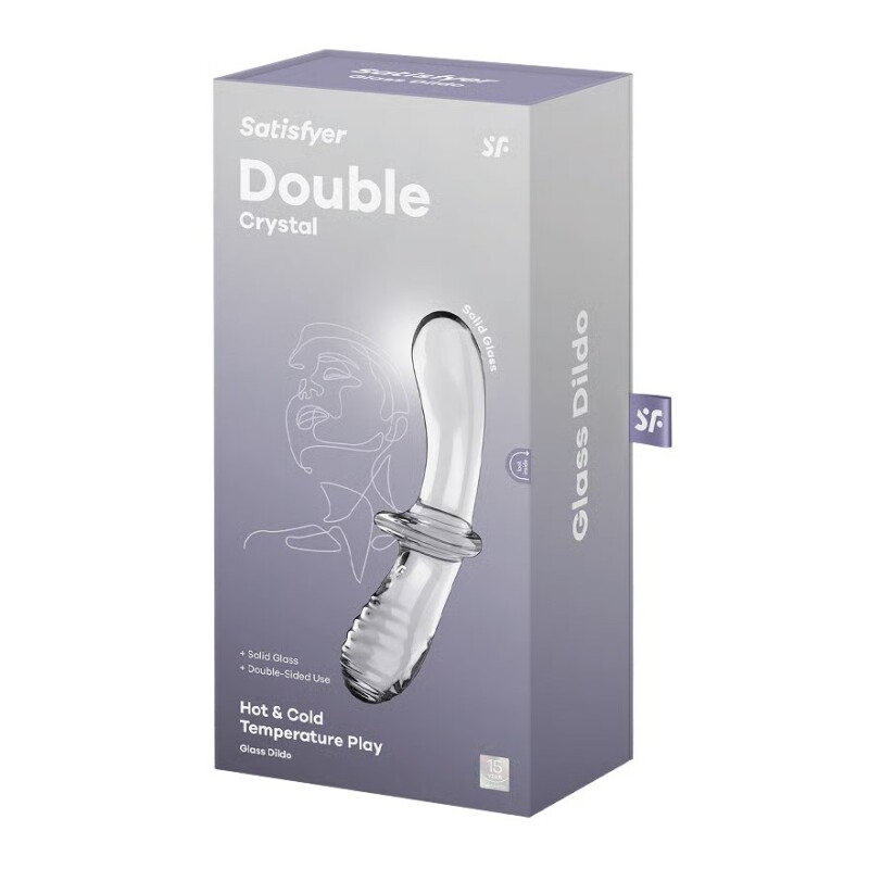 Двосторонній фалоімітатор Double Crystal скляний, прозорий, 20 х 5.5 см - Зображення 1