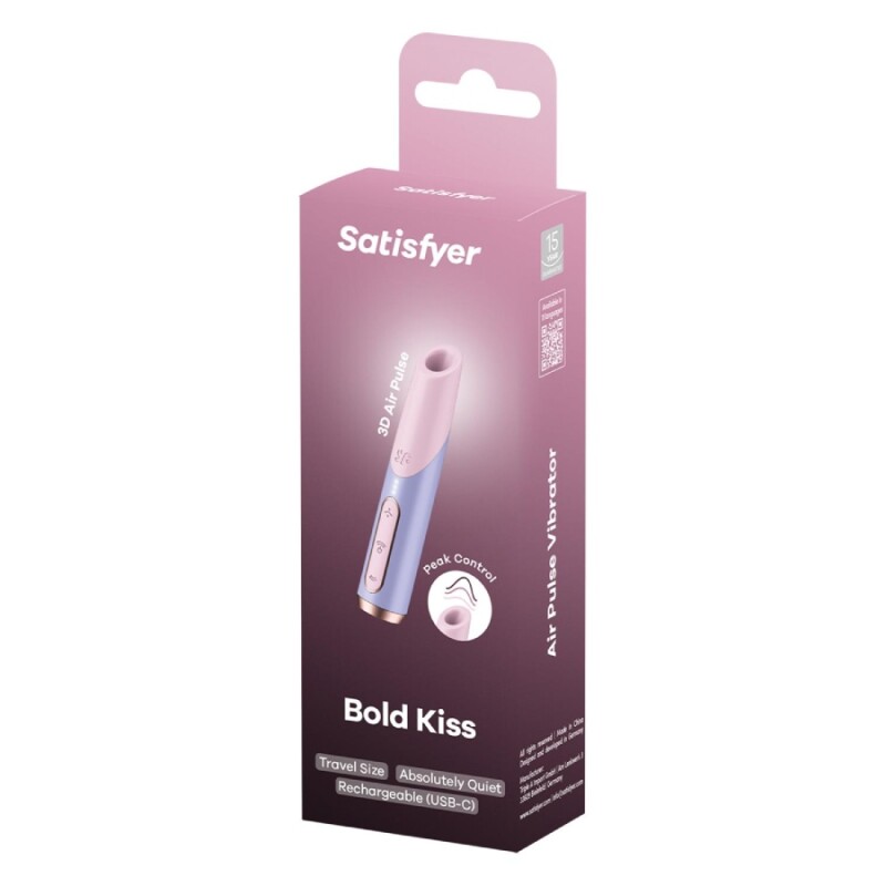 Вібратор у вигляді помади Satisfyer Bold Kiss з вакуумною стимуляцією, фіолетовий, 12.5 х 2.4 см - Зображення 1