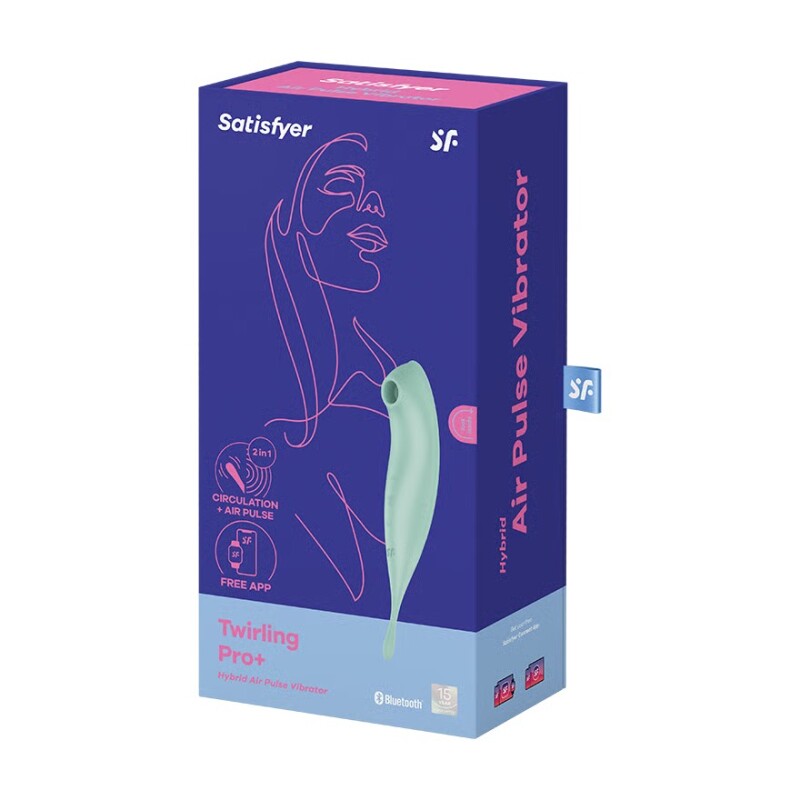 Вібратор з хвильовою стимуляцією Satisfyer Twirling Pro з додатком, м'ятний, 20.5 х 3.7 см - Зображення 1