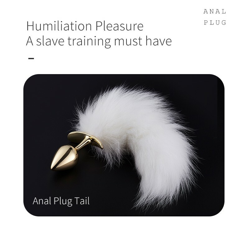Анальна пробка Roomfun з чорним хвостиком лисиці, золота, 2.8 см - Зображення 6
