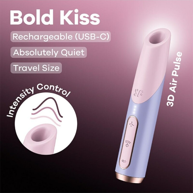 Вібратор у вигляді помади Satisfyer Bold Kiss з вакуумною стимуляцією, фіолетовий, 12.5 х 2.4 см - Зображення 5