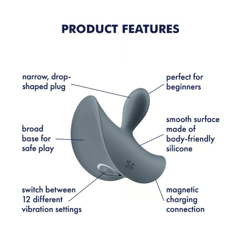 Анальний вібратор Satisfyer Booty Absolute Beginners 2 з широкою основою, сірий, 7.8 х 7 см - Зображення 6
