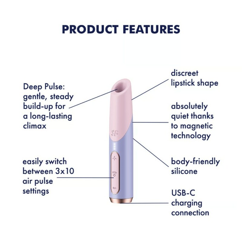 Вібратор у вигляді помади Satisfyer Bold Kiss з вакуумною стимуляцією, фіолетовий, 12.5 х 2.4 см - Зображення 6