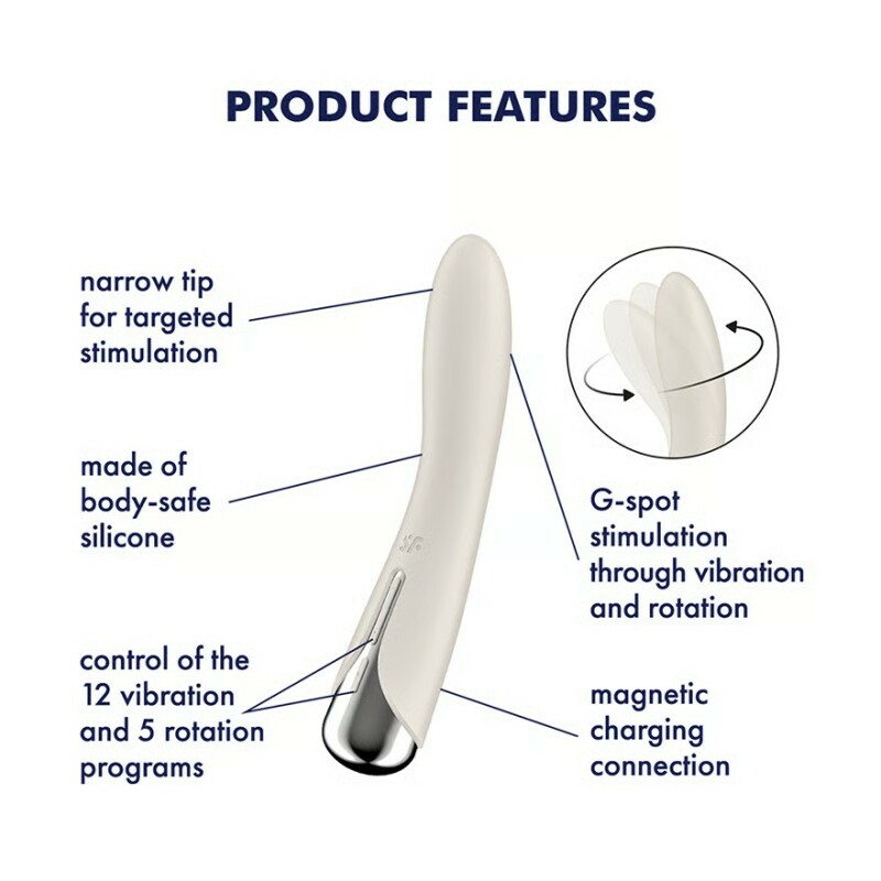 Вібратор для точки G Satisfyer Spinning Vibe 1 з ротацією, бежевий, 17.5 х 3.5 см - Зображення 7