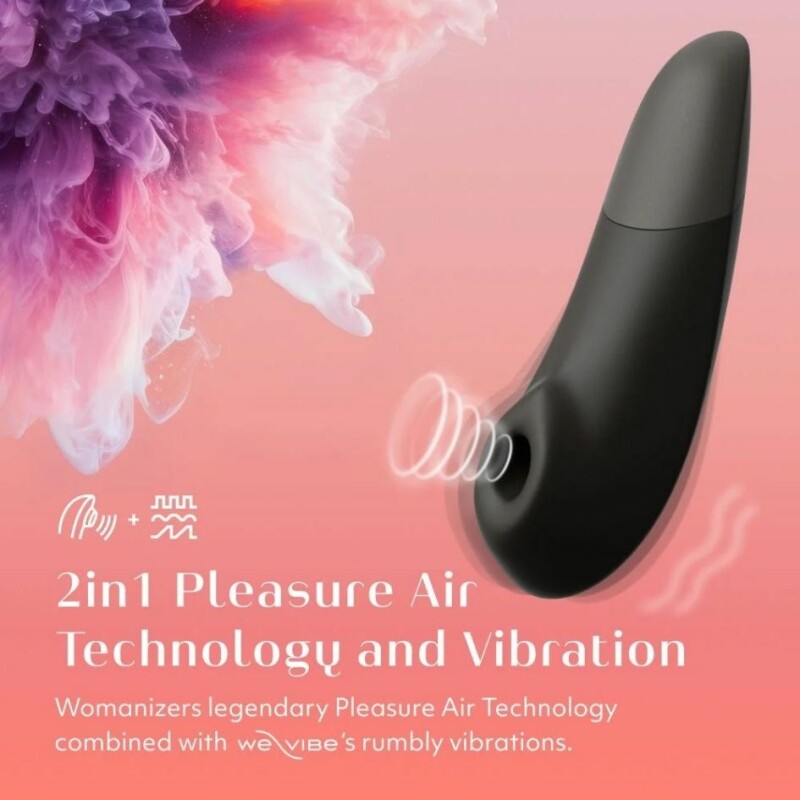Кліторальний стимулятор 2 в 1 Womanizer Enhance Black вакуумна стимуляція та вібрація, чорний - Зображення 4
