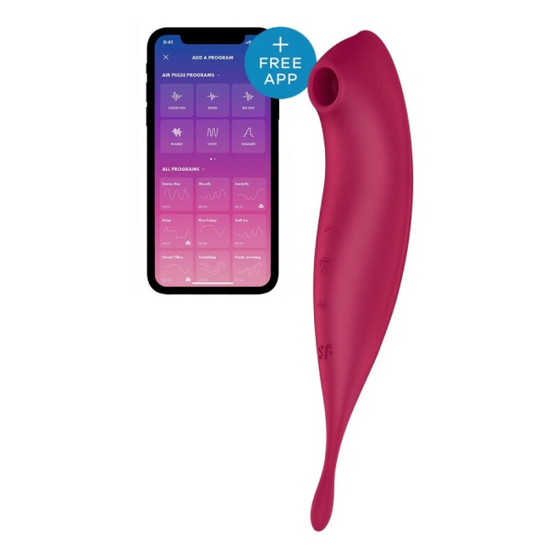 Вібратор з хвильовою стимуляцією Satisfyer Twirling Pro з додатком, червоний, 20.5 х 3.7 см