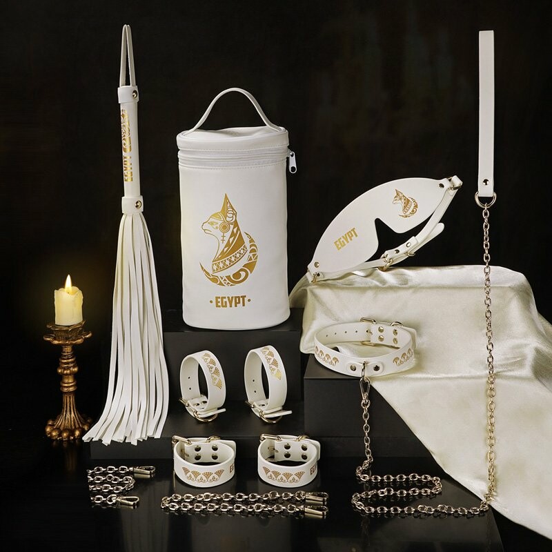 Набір БДСМ Roomfun Egyptian Cat Bodage Kit 9 предметів, білий