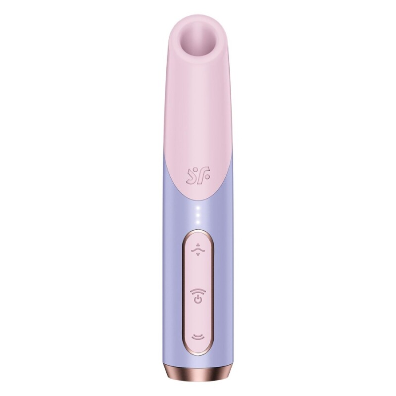 Вібратор у вигляді помади Satisfyer Bold Kiss з вакуумною стимуляцією, фіолетовий, 12.5 х 2.4 см