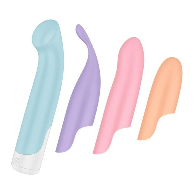Вібратор Satisfyer Playful Four з 4 насадками, різнокольорові, 17 х 3.4 см