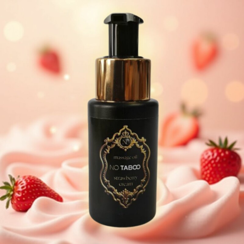 Масажна олійка NO TABOO Strawberry Cream з ароматом вершків та полуниці, 50 мл - Зображення 1