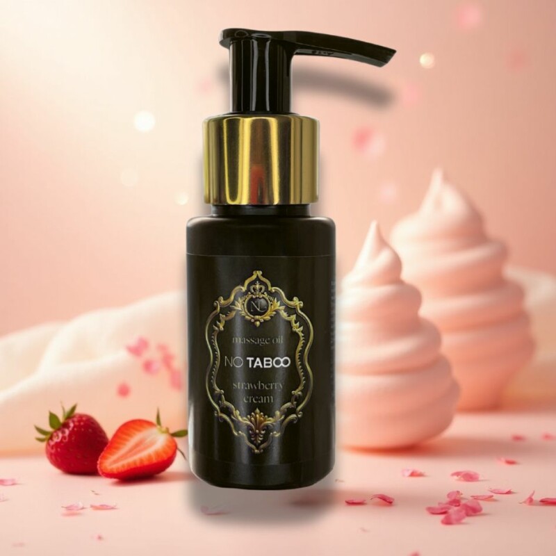Масажна олійка NO TABOO Strawberry Cream з ароматом вершків та полуниці, 50 мл