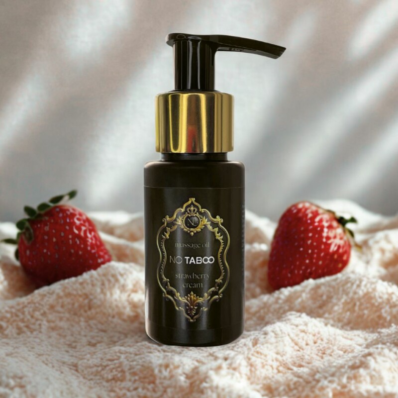 Масажна олійка NO TABOO Strawberry Cream з ароматом вершків та полуниці, 50 мл - Зображення 4