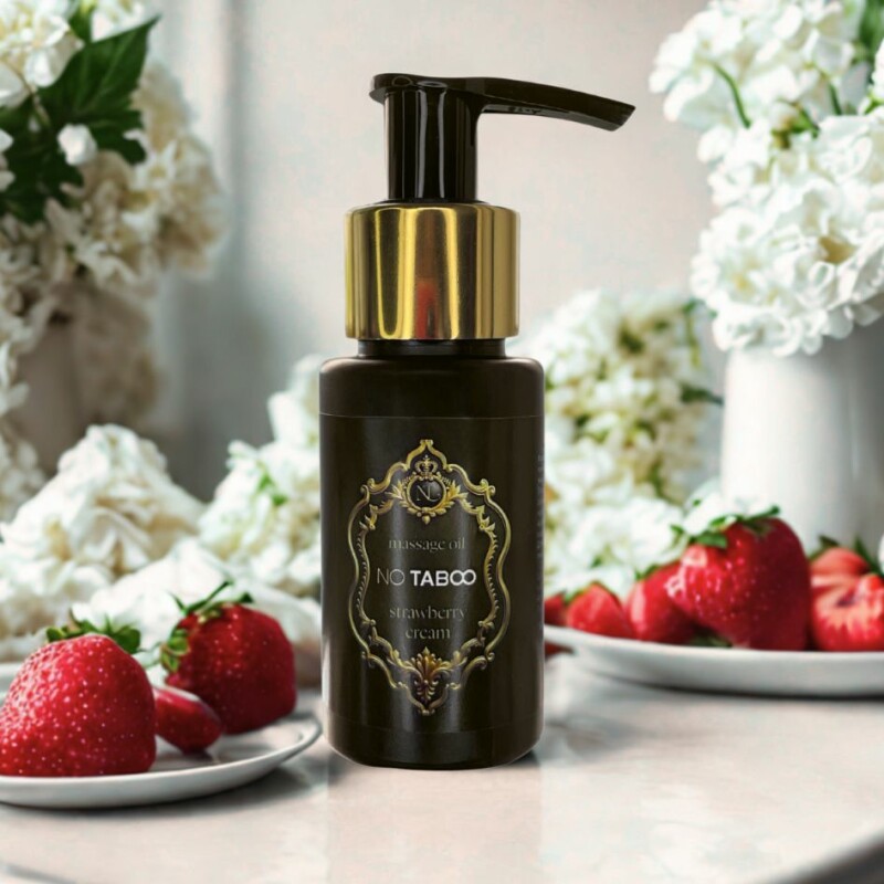 Масажна олійка NO TABOO Strawberry Cream з ароматом вершків та полуниці, 50 мл - Зображення 5