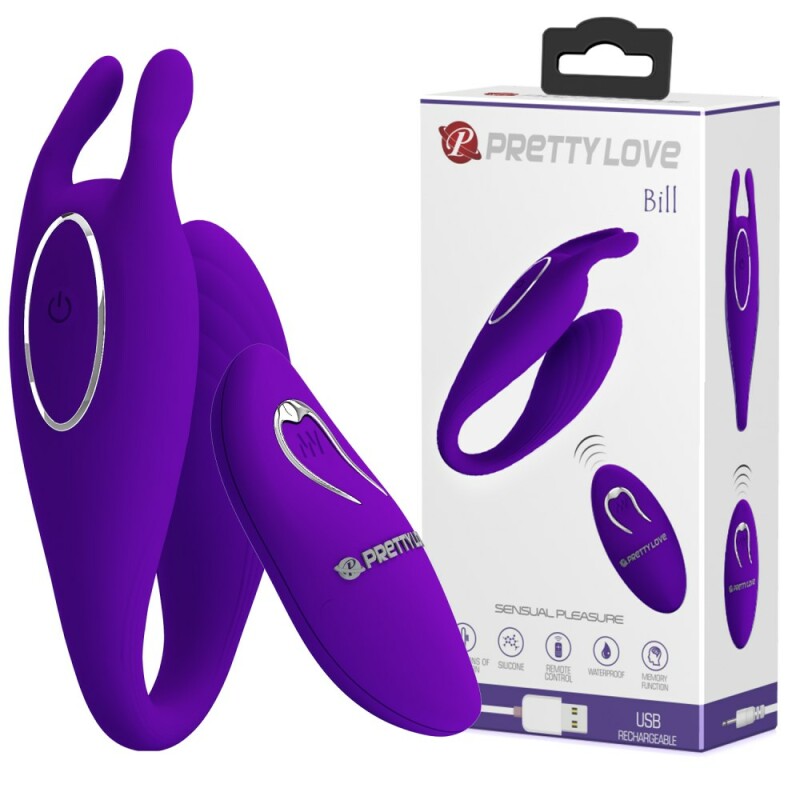 Вібратор для пар Pretty Love Bill з пультом, фіолетовий, 11.8 х 2.6 см