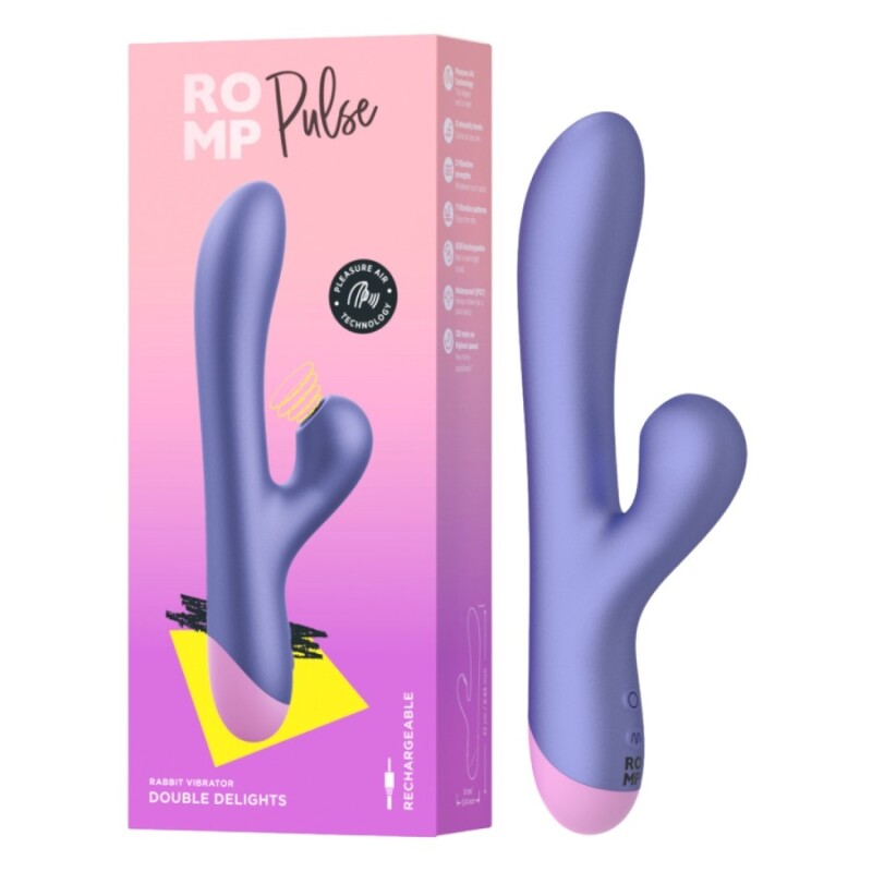 Вібратор-кролик ROMP Pulse з вакуумною стимуляцією, фіолетовий, 20 х 4.8 см