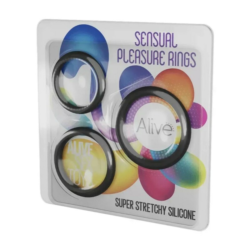 Набір ерекційних кілець Alive Sensual Pleasure Rings чорні, 3 шт - Изображение 1