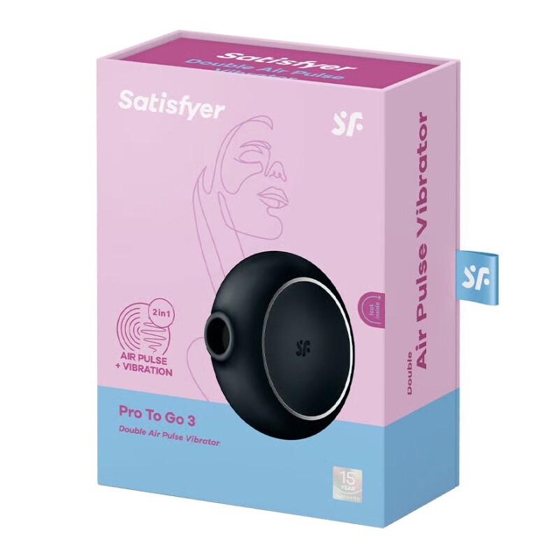 Вакуумний стимулятор Satisfyer Pro To Go 3 з вібрацією, чорний, 8.7 х 8.6 см - Зображення 1